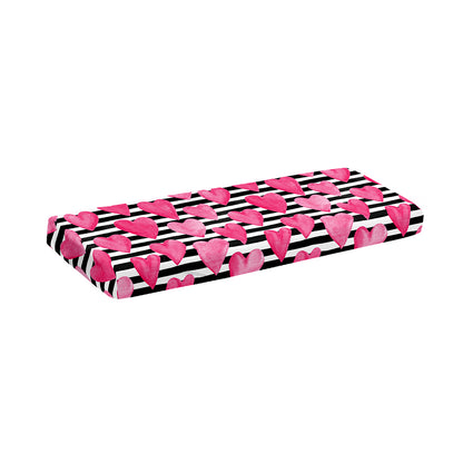 Black And White Striped Heart Print Piano Keyboard Cover