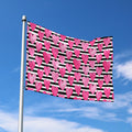 Black And White Striped Heart Print Polyester Flag
