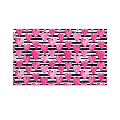 Black And White Striped Heart Print Polyester Flag