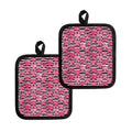 Black And White Striped Heart Print Pot Holders