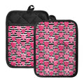 Black And White Striped Heart Print Pot Holders With Pocket
