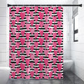 Black And White Striped Heart Print Premium Shower Curtain