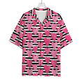 Black And White Striped Heart Print Rayon Hawaiian Shirt