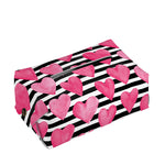 Black And White Striped Heart Print Rectangle Tissue Box Cover