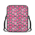 Black And White Striped Heart Print Rectangular Crossbody Bag