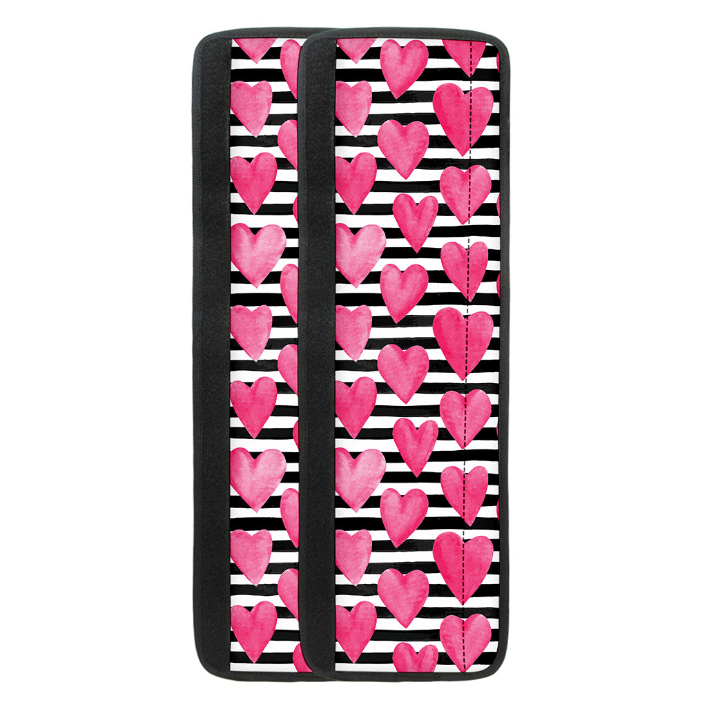 Black And White Striped Heart Print Refrigerator Handle Covers