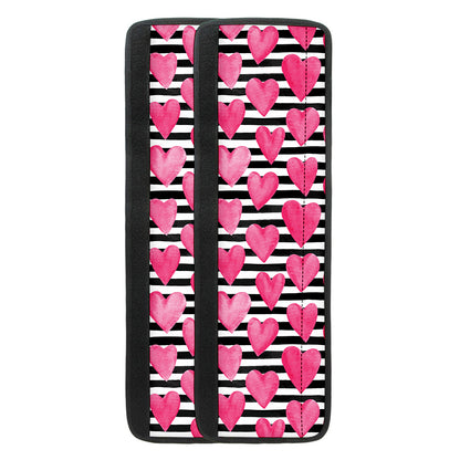 Black And White Striped Heart Print Refrigerator Handle Covers