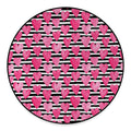 Black And White Striped Heart Print Round Floor Mat