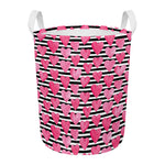 Black And White Striped Heart Print Round Laundry Basket