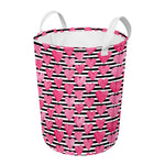Black And White Striped Heart Print Round Laundry Basket
