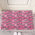 Black And White Striped Heart Print Rubber Doormat