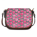 Black And White Striped Heart Print Saddle Bag
