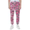 Black And White Striped Heart Print Joggers