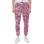 Black And White Striped Heart Print Scuba Joggers