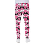 Black And White Striped Heart Print Scuba Joggers