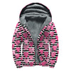 Black And White Striped Heart Print Sherpa Lined Zip Up Hoodie
