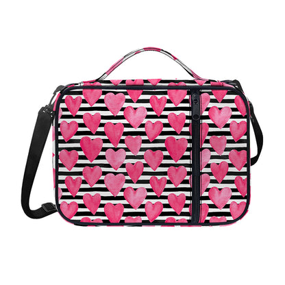 Black And White Striped Heart Print Shoulder Strap Bible Bag