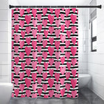 Black And White Striped Heart Print Shower Curtain