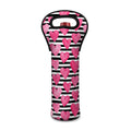 Black And White Striped Heart Print Single Neoprene Wine Tote