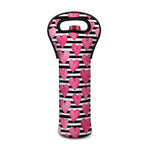 Black And White Striped Heart Print Single Neoprene Wine Tote