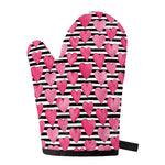 Black And White Striped Heart Print Single Oven Mitt