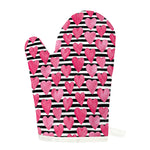 Black And White Striped Heart Print Single Oven Mitt