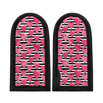 Black And White Striped Heart Print Skillet Handle Cover