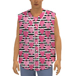 Black And White Striped Heart Print Sleeveless Baseball Jersey