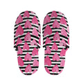 Black And White Striped Heart Print Slippers