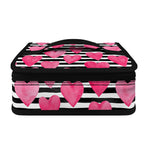 Black And White Striped Heart Print Small Lunch Bag