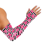 Black And White Striped Heart Print Sun Protection Arm Sleeves