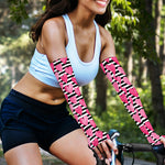 Black And White Striped Heart Print Sun Protection Arm Sleeves