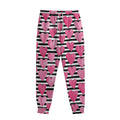 Black And White Striped Heart Print Sweatpants