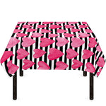 Black And White Striped Heart Print Tablecloth