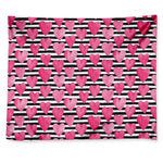 Black And White Striped Heart Print Tapestry