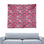 Black And White Striped Heart Print Tapestry