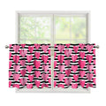 Black And White Striped Heart Print Tier Curtains