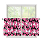 Black And White Striped Heart Print Tier Curtains