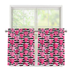Black And White Striped Heart Print Tier Curtains