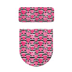 Black And White Striped Heart Print Toilet Lid And Tank Cover Set