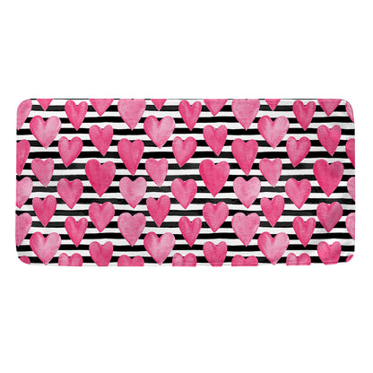 Black And White Striped Heart Print Towel