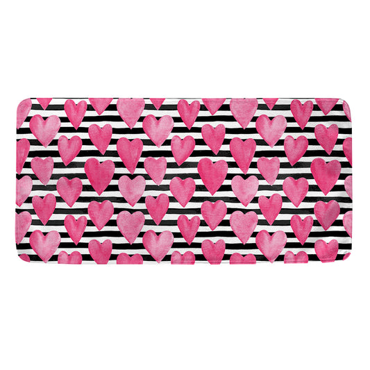 Black And White Striped Heart Print Towel