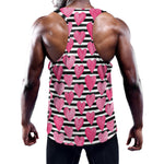 Black And White Striped Heart Print Training Tank Top