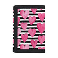 Black And White Striped Heart Print Trifold Wallet