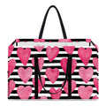 Black And White Striped Heart Print Utility Tote Bag