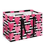 Black And White Striped Heart Print Utility Tote Bag