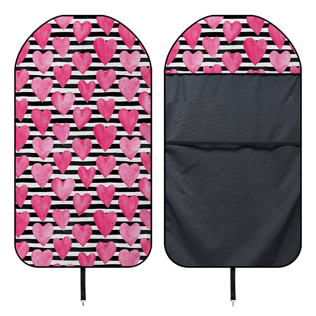 Black And White Striped Heart Print Waterproof Car Seat Cover