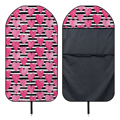 Black And White Striped Heart Print Waterproof Car Seat Cover