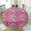 Black And White Striped Heart Print Waterproof Round Tablecloth