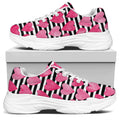 Black And White Striped Heart Print White Chunky Shoes